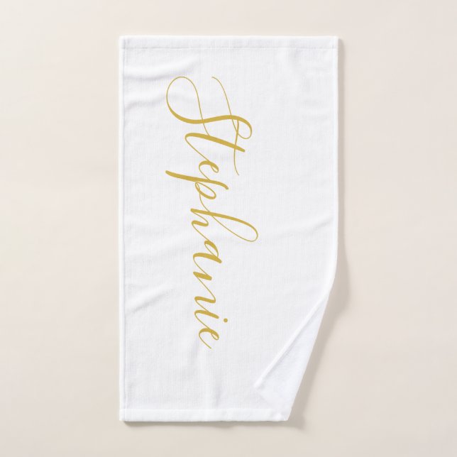 White Gold personalised monogram yoga towel (Hand Towel)