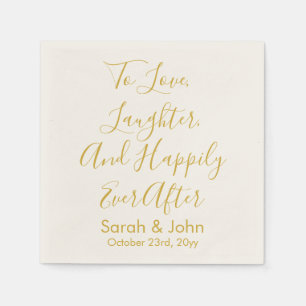 White Gold Personalised Script Wedding Reception Napkin