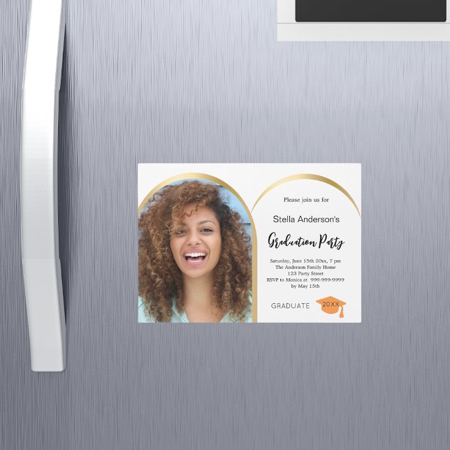White gold photo arch graduation  magnetic invitation (Creator Uploaded)