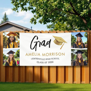 White Gold Photo Collage Graduate Graduation Banner