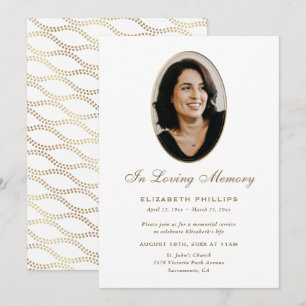 White Gold Photo Memorial In Loving Memory Invitation