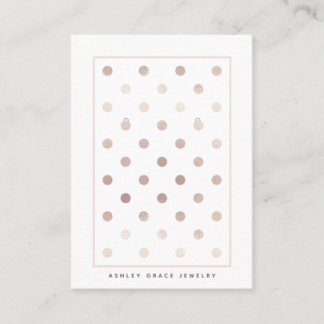 White Gold Pink Earring Trendy Display Card (Front)