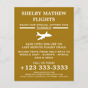 White & Gold Plane Icon, Airline Advertising Flyer