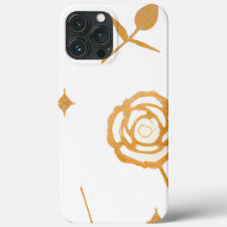 White & Gold Plate Rose Floral Pattern iPhone 13 Pro Max Case