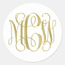 White  Gold Preppy Vine Script Monogram DIY BG