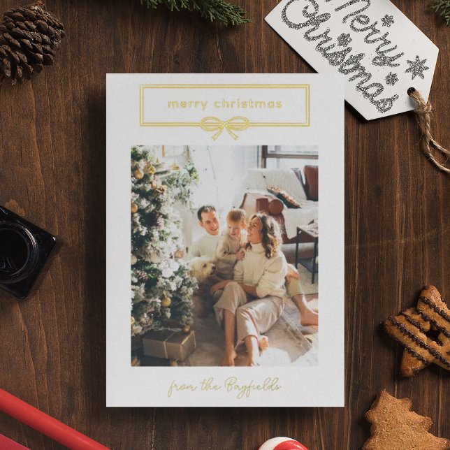 White Gold Pretty Bow Photo Merry Christmas (Creator Uploaded)