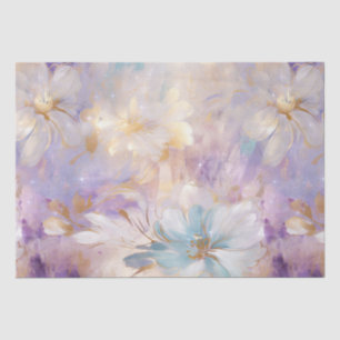 White Gold Purple Blue Floral Tissue Paper