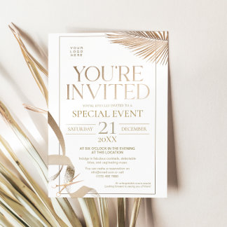 White Gold Ribbon Cutting Corporate Special Event Invitation