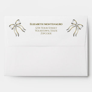 White & Gold Ribbon Wedding Envelope