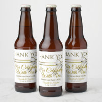 White & Gold Ribbon Wedding Thank You