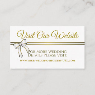 White & Gold Ribbon Wedding Website Enclosure