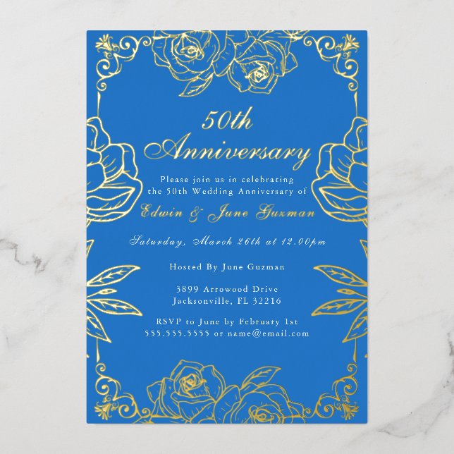 White Gold Rose Garden 50th Wedding Anniversary  (Front)