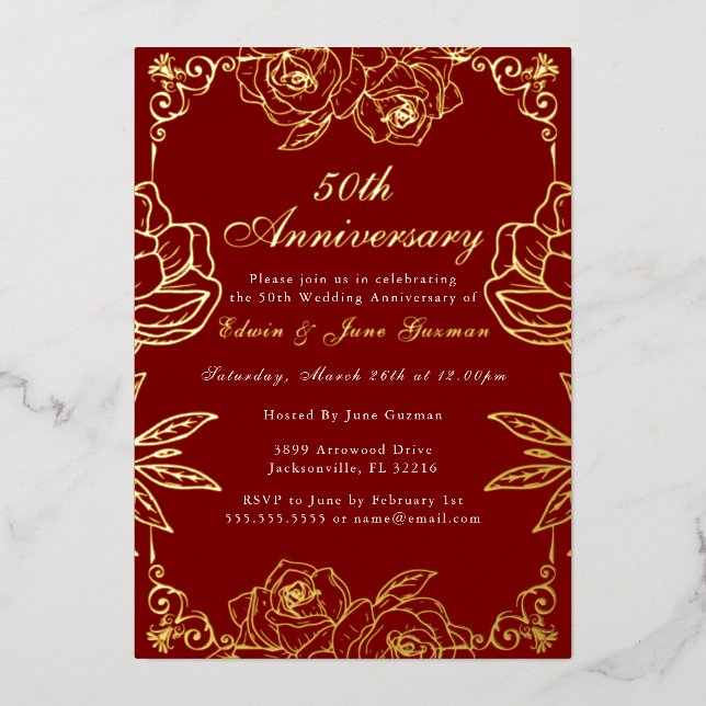 White Gold Rose Garden 50th Wedding Anniversary  (Front)