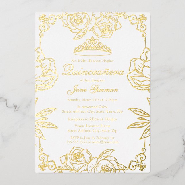 White Gold Rose Garden Quinceanera (Front)