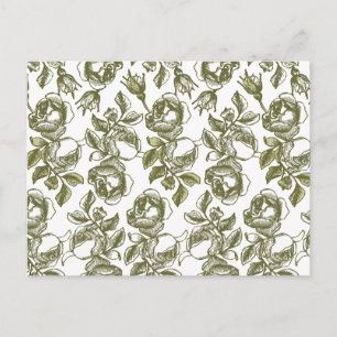 White Gold Roses Custom Thank You Postcards