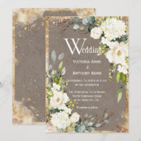 White Gold Rustic Floral Brown Wedding