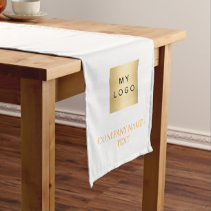 White gold salon business logo long table runner