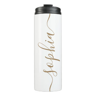 White Gold Script Custom Name Thermal Tumbler