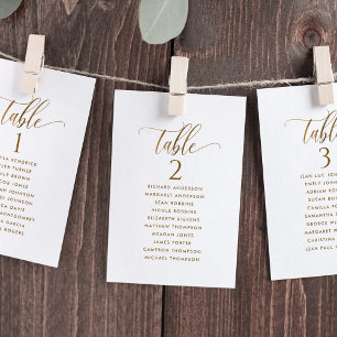 White & Gold, Seating Plan Cards with Guest Names