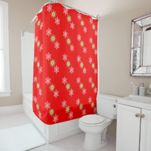 White & Gold Snowflakes Shower Curtain