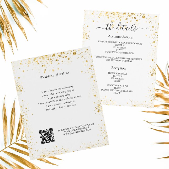 White gold sparkles wedding program details QR Flyer (Creator Uploaded)