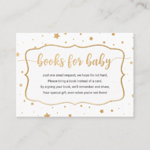 White gold star confetti book request card