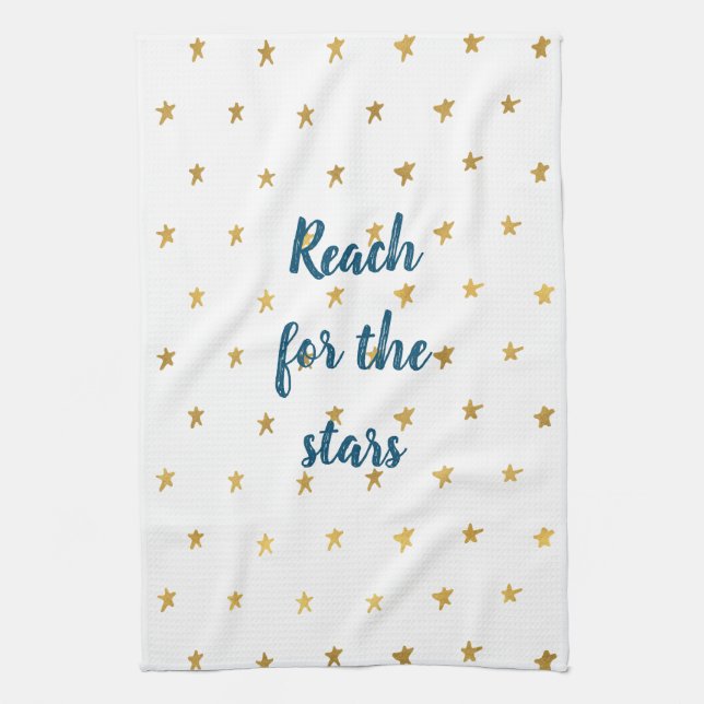 White Gold Stars  Tea Towel (Vertical)