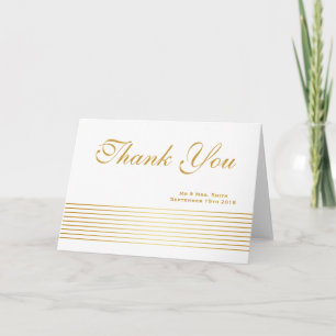 White Gold Striped Sleek Thank You Card