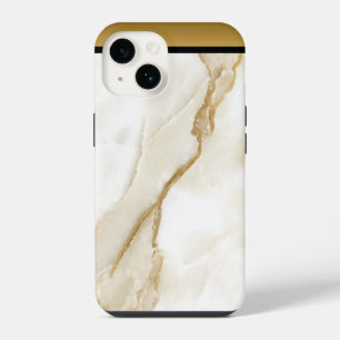 White Gold Tan Marble Pattern iPhone / Android 14 Case