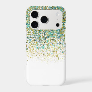 White Gold & Teal Blue Glitter Modern Coastal Glam
