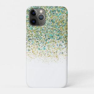 White Gold & Teal Blue Glitter Modern Coastal Glam Case-Mate iPhone Case