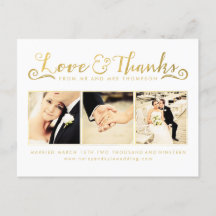 White Gold Thank You Script Typography Photo