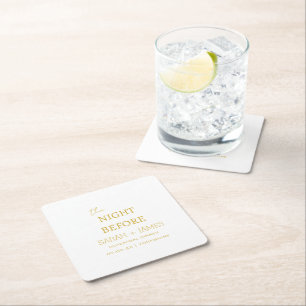 White Gold The Night Before Rehearsal Dinner Party Square Paper Coaster