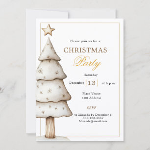White gold tree modern Christmas Party Invitation