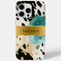 White Gold Turquoise Black Cowhide Name