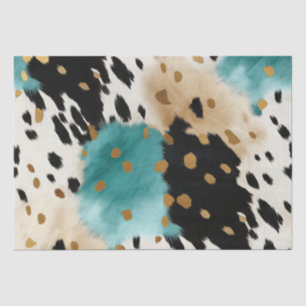 White Gold Turquoise Black Cowhide Name Tissue Paper