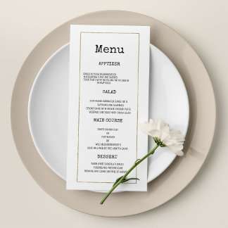 White gold typewriter font rustic Wedding Menu