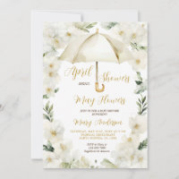 White Gold Umbrella April Showers Invite