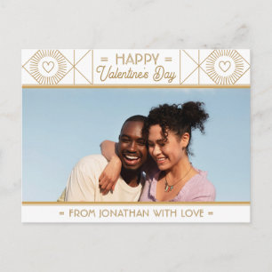 White & Gold Valentine's Day Personalised Photo Postcard