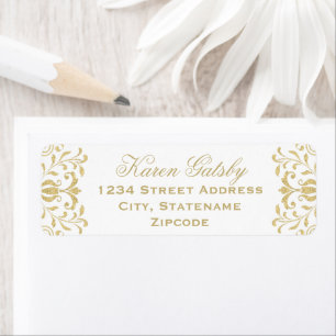 White Gold Vintage Glamour Wedding Return Address