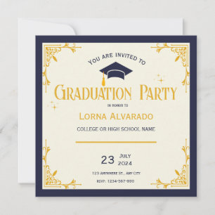 White Gold Vintage Graduation Invitation
