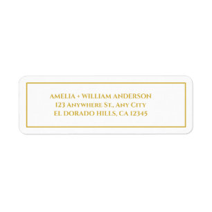 White & Gold Wedding Return Address Label