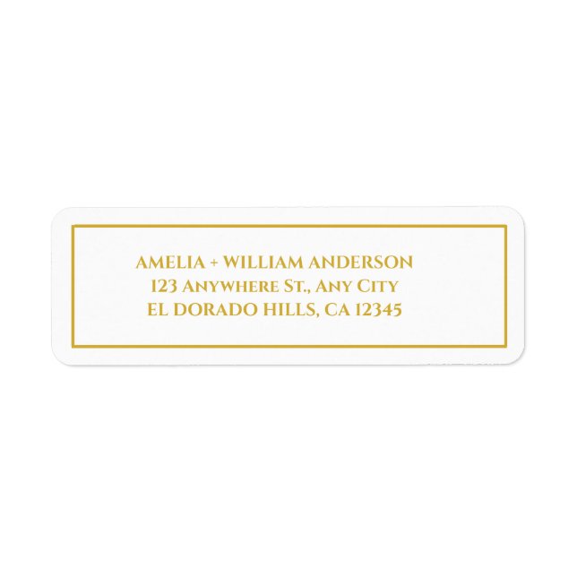 White & Gold Wedding Return Address Label (Front)