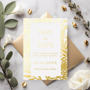 White gold wedding Save the Date foil card