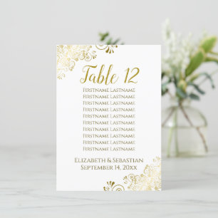 White & Gold Wedding Table Number Seating Chart