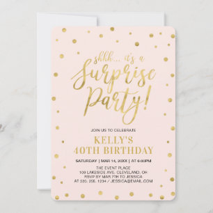 White & Gold Women 40th Surprise Birthday Party Invitation