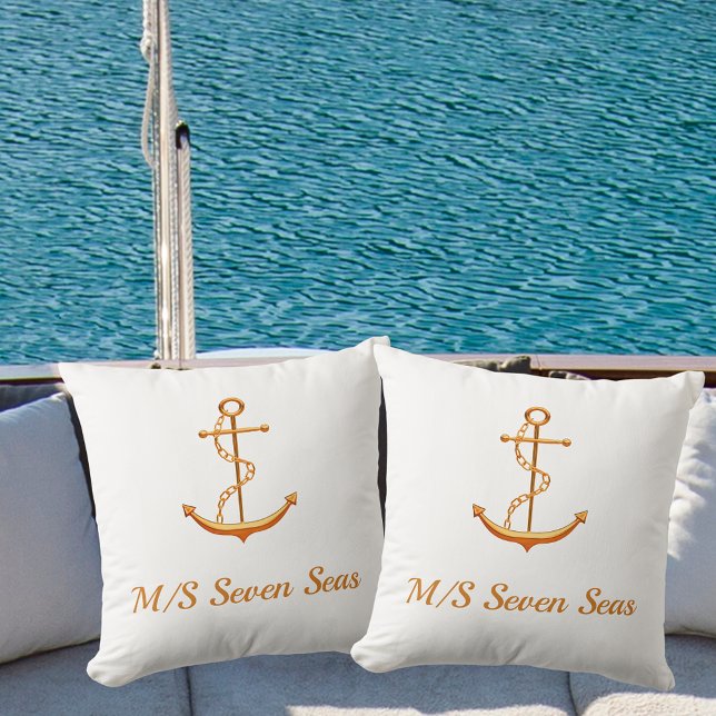 White gold yacht boat anchor name coastal cushion (Creator Uploaded)