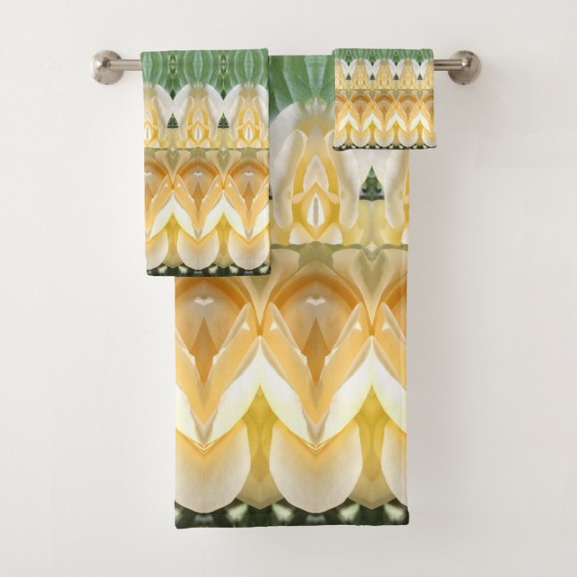 White Gold Yellow And Greens Bath Towel Set (Insitu)
