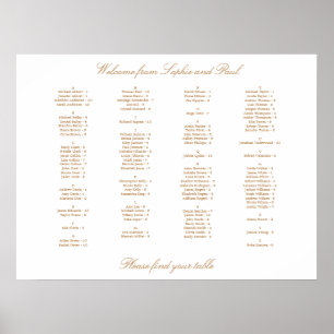 White Golden Beige Alphabetical Seating Chart
