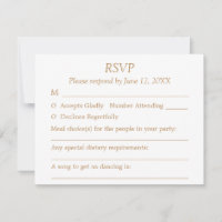 White Golden Beige Guest Choices Wedding RSVP Card